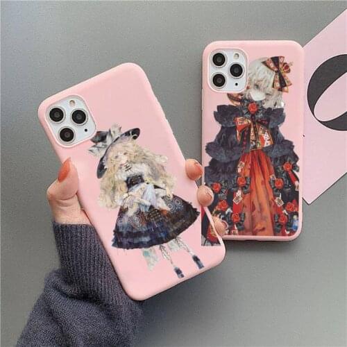 Cute and beautiful lolita Phone Case Candy Color for iPhone 6 6S 7 8 11 12 XS X SE 2020 XR mini pro Plus MAX mobile bags