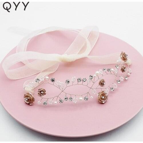 Fashion Wedding Hair Accessories for Girls Flower Pearl Headband Jewelry Gold Headbands Decoration Headpiece Hair Ornaments