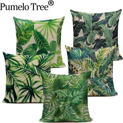 Fashion High Quality Cotton Linen Africa Tropical Plant Banana Leaf Decorative Throw Pillow Case Cushion Cover Sofa Home Decor