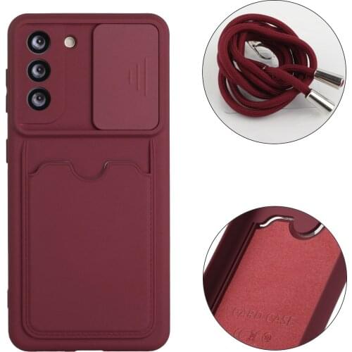 For Soft Silicone Case Back Cover For samsung Galaxy S21 plus Fashion Candy color Couples Cover Card Slot Holder Solid Color