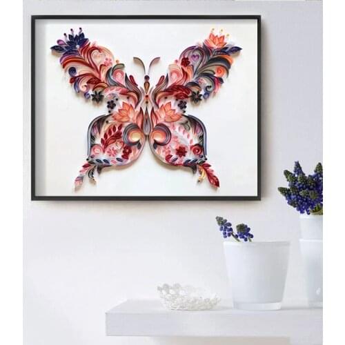 Quilling Paper Painting Kit Butterfly Flower Art Decal DIY Wall Stickers for Kids Bedroom Kindergarten Home Decor