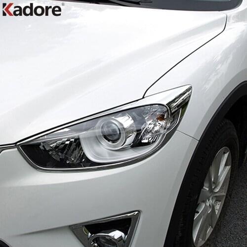 Front Headlight Cover Trim For Mazda CX-5 CX5 2012 2013 2014 2015 ABS Chrome Head Lights Lamp Frame Trims Sticker Car Styling