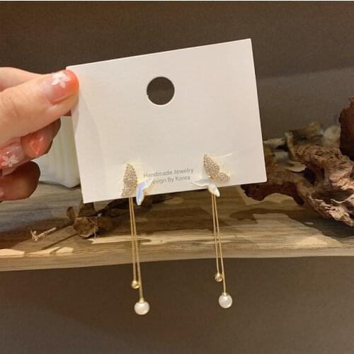 Korea Star Flower Crystal Long Tassel Bar Drop Earrings for Women Gold Ear Line Dangle Earing Wedding Fashion Jewelry Gifts