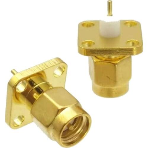 10pcs SMA male plug with 4 holes flange PTFE deck solder RF coaxial connector Adapter