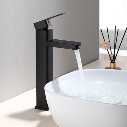 Basin Faucets Bathroom Sink Mixer Tap Black Brass Washbasin Faucet Single Handle Single Hole Cold and Hot Water Bath Basin Taps