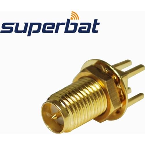 Superbat 10pcs RP-SMA Jack(male pin) End Launch Bulkhead PCB Mount RF Coaxial Connector