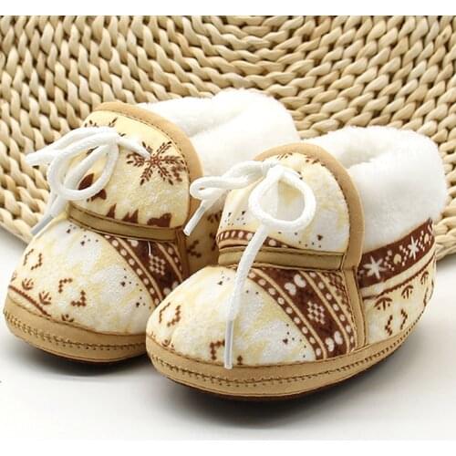 New Winter Autumn Warmer Baby Shoes Soft Cotton Print Warm Shoe Plush Infant Boys Girls Toddler Shoes Fashion Anti-slip Shoes