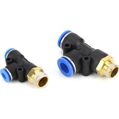4mm 6mm 8mm 10mm 12mm Tube To 1/8" 1/4" 3/8" 1/2" BSP Male Thread Tee Type One Touch Air Pneumatic Push In Pipe Fitting