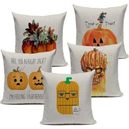 High Quality watercolor pumpkin Cushions Cover Heart Halloween Home Decor Linen Pillow Cover Car Sofa Throw Pillows Pillowcase
