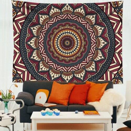 Bright Red Mandala Flower Bohemia Tapestry for Livingroom Photography Wall Decor