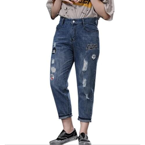Fashion Casual Women Denim Baggy Jeans Loose Harem Pants 4XL 5XL Plus Size Ripped Hole Streetwear Trousers For Femme momNew