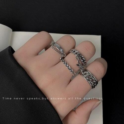 QiLuxy New Vintage Silver Color Punk Opening Rings for Women Heart Hollow Twist Rabbit Gothic Rings Fashion Party Jewelry Gifts