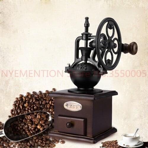 Ferris Wheel Design Vintage Manual Coffee Grinder With Ceramic Movement Retro Wooden Coffee Mill For Home Decoration 10pcs