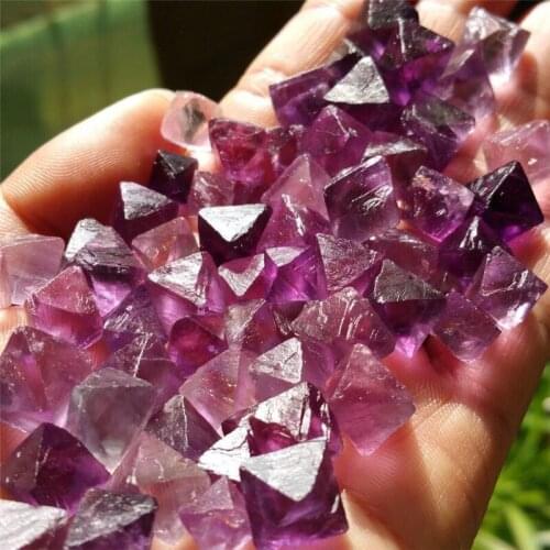 100g Natural Purple Fluorite Crystal Octahedrons Rock Specimen China