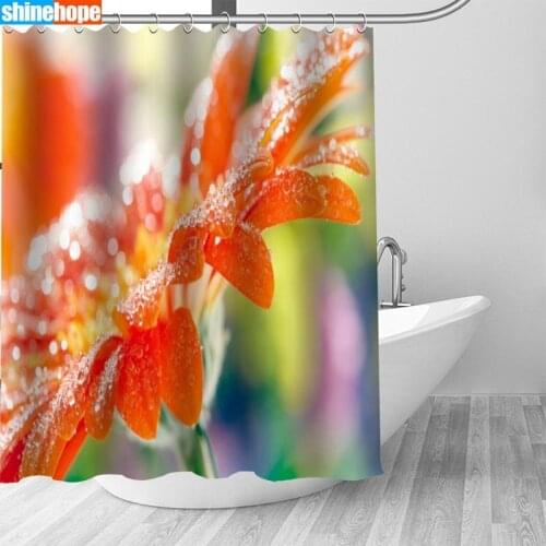150x180CM Nordic Pictures Polyester Waterproof Gerberas Closeup Shower Curtains High Quality Bath Curtain In The Bathroom