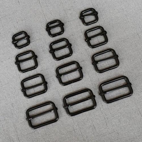 20 Pcs 15mm 20mm 25mm 32mm Black Strong Metal Adjuster Slider Bag Handbag Cat Dog Collar Sewing Garment Accessory Straps Belt