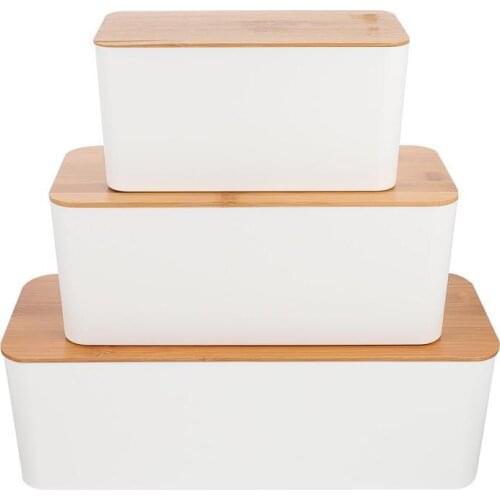 3Pcs Round Holed Cable Storage Boxes Power Line Case Charging Cable Containers