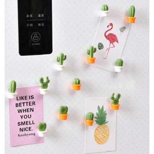 6pcs/set Cactus Fridge Sticker Cute Mini Succulent Plant Magnets Fridge Sticker Message Picture Home Tools #4107
