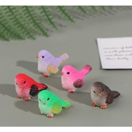 8 Pieces Cute Cartoon Colorful Fly Bird Sparrow Small Statue Figurine Ornament Miniatures Children Toy Decoration Gift