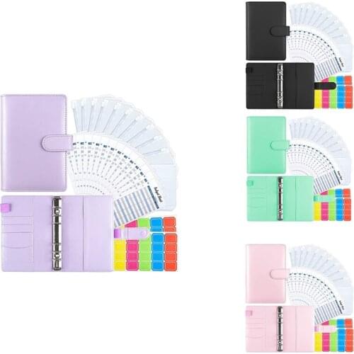 A6 PU Leather Binder Cover With Binder Pockets, Expense Budget Sheets And Labels For Budget Organizer Envelopes