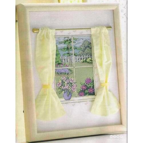 Free delivery Top Quality popular counted cross stitch kit a window to spring flower tree