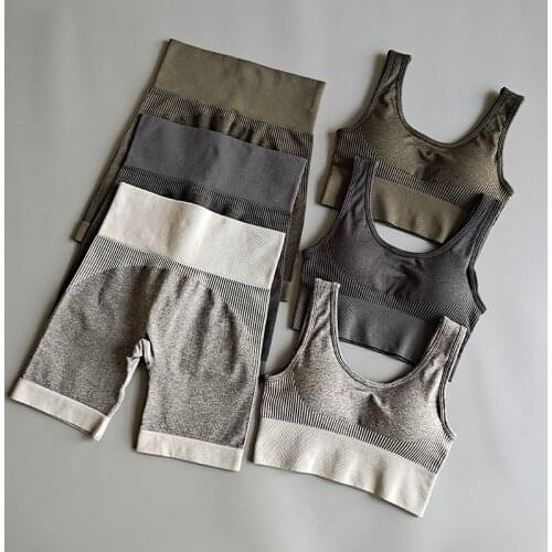 2PCS Seamless Yoga Set Sports Suit Women Sports Bra + High Waist Tight Shorts Running Short Sports Suit