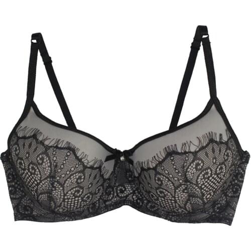 MiaoErSidai Girls Padded Sexy Bra Eyelash Lace Lingerie Everyday Women Push Up Sexy Floral Bra Plus Size Fashion Bralette