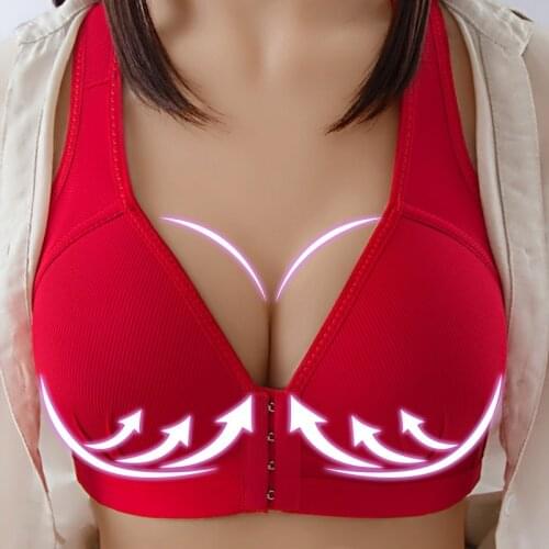 Sexy Push Up Bra Front Button Solid Color Brassiere B C Cup Bralette Anti-Sagging Breast Sports Bras for Women 2020