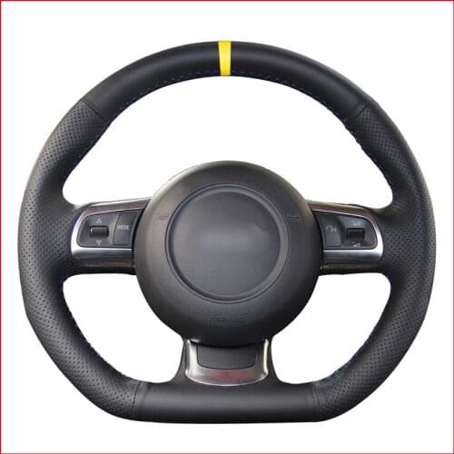 Yellow Marker Artificial Leather Steering Wheel Cover for Audi TT TTS (8J) 2006-2014 A3 S3 (8P) Sportback 2008-2012 R8