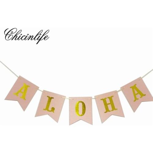 Chicinlife 5Pcs/Set ALOHA Paper Bunting Banner Garland Decor Hen party Aloha Tropical Beach Photo Prop decoration supplies