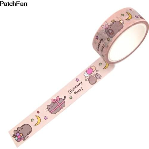 A2594 Patchfan Washi Tape DIY Decoration Scrapbooking Cartoon Cat Paper Adhesive Tape Label Sticker Stationery