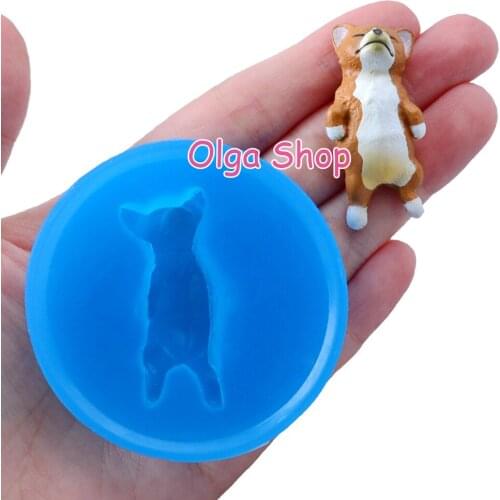 DYL570 14.5mm x 40.8mm Sleeping Dog Silicone Mold Fondant Cake Decoration Candy Resin Clay Earrings Necklace Craft Soap Candle