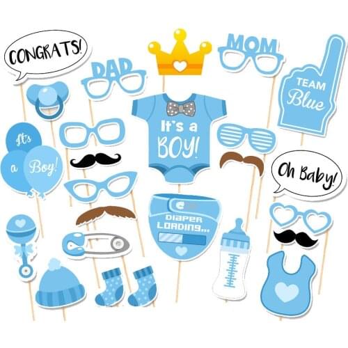 25Pcs/set New Baby Shower Photo Booth Games Baby Shower Photobooth Props Its a Boy Girl Favors Party Decoration Supplies DE10