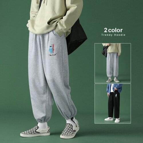 Guard Pants For Men Tide Oversize Printed Bear Loose Sports Pants Drawstring Feet All-match Casual Trousers Four Seasons M-5XL