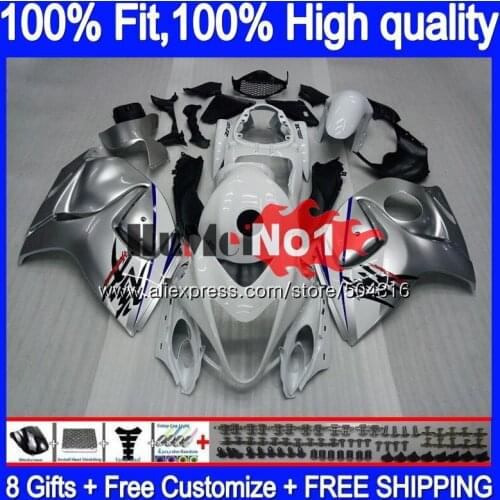 Injection For SUZUKI Hayabusa GSXR 1300 GSXR-1300 29MC.92 Silver white GSXR1300 2008 2009 2010 2011 2012 08 09 10 11 12 Fairing
