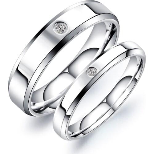 Cyue AAA Pave Cz Lovely Couple Titanium Stainless Steel Ring For Men And Women Fashion Jewelry