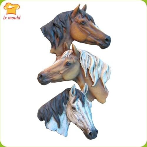 LXYY 3D Horse Head Silicone Molds Plaster Soap DIY Silicone Tools Cowboy Fondant Chocolate Moulds