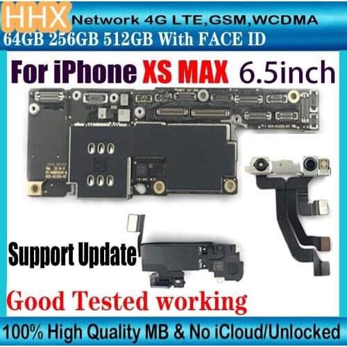 Free iCloud for iPhone XS MAX 6.5" Motherboard With Face ID 64gb 256gb 512gb mainboard With IOS System Support Update