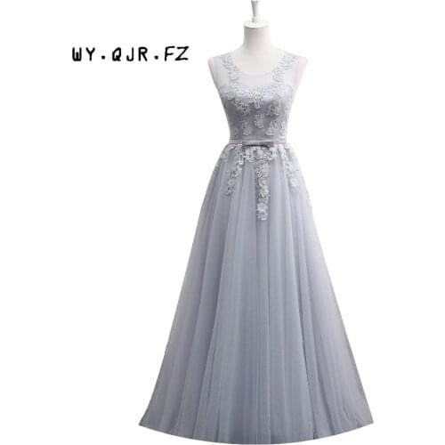 MNZ-510#Lace up Short Medium lONG new Grey bridesmaid dresses autumn winter 2019 lace up wedding prom dress toasting services
