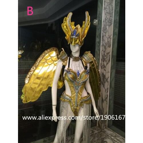 Fashion Carnival Victoria Sexy Lady Dress Wings Catwalk DS Ballroom Costume Stage Dance DJ Singer Cosplay TV Show Clothes
