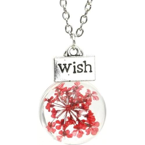 Fashion Retro Crystal Glass Ball Wish lavender Charm Pendant Chain Necklace Jewelry Making Craft Jewelry DIY