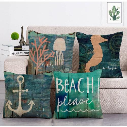 Sea Turtle Seahorse squid Star Cushion Cover Marine Ocean jellyfish Home Decor Pillowcase Octopus Sofa Cushion Case T197
