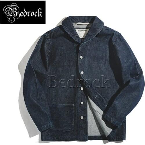 MD 13.5oz Mens casual washed denim jacket straight lapel Ami khaki vintage indigo denim jacket deck overalls