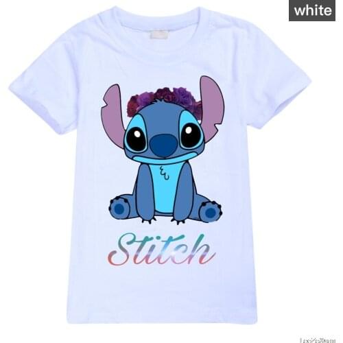 New Boys Girls Stitch Short Sleeve T-Shirt Tee Tops Children Costume Cosplay Clothes Kids Stitch Tees