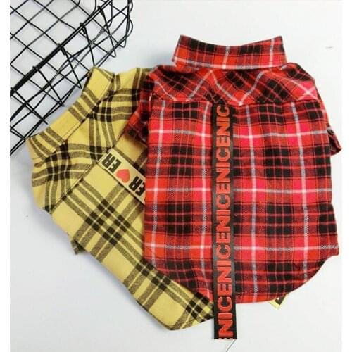 Pet Dog Clothes for Small Dogs Pet Clothes for French Bulldog Summer Dog Coats for Chihuahua Plaid Shirt for Yorkie Dog Costume
