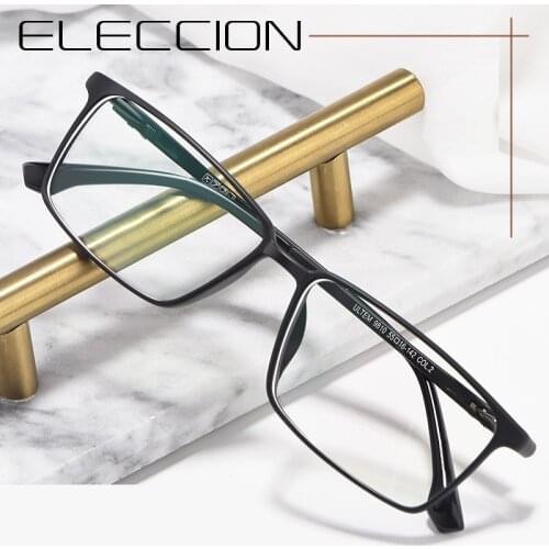 ELECCION High Quality Super Elastic Glasses Frame Man Ultralight ULTEM Square Full Rim Frames Optical Eyeglasses Male
