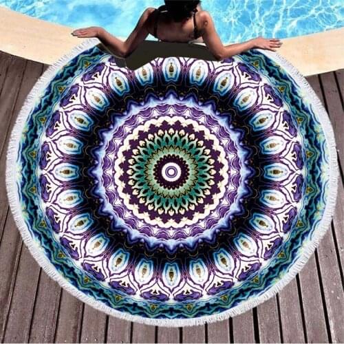 Microfiber geometric series beach towel holiday holiday round fringed beach towel