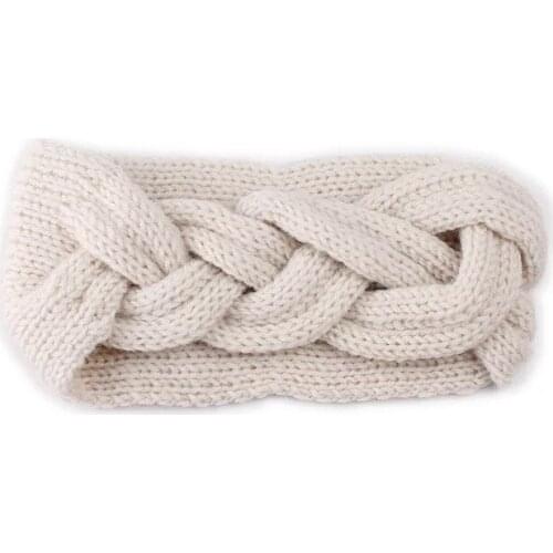 KENSHELLEY New Arrival Western Style Headband Crochet Cross Elastic Warm Hair Accessaries Cable Knitted Custom Wool Headband