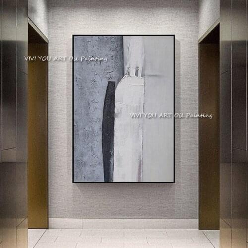Simple abstract modern silver beige impression painting high quality handmade oil painting on canvas Home Decoration Drawing
