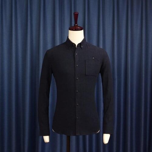 Dandy homme brand 55% cotton 45% linen spring autumn men clothing black shirt young man slim casual shirts square collar fashion